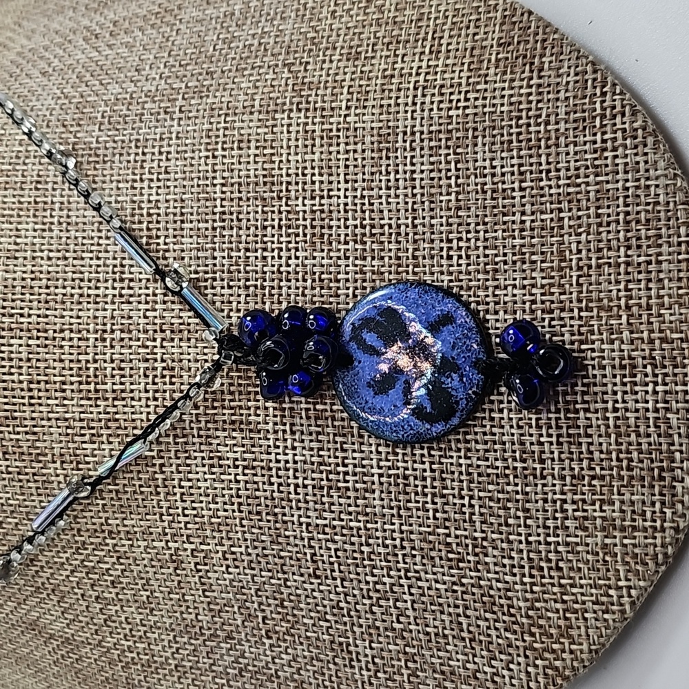 Beaded and enamel dragonfly pendnant